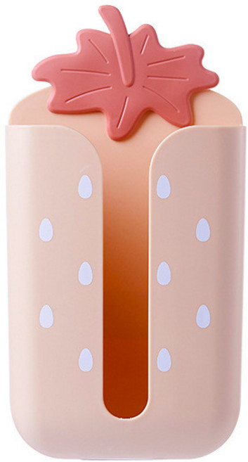 Happiness 접착식 딸기 티슈 케이스, 핑크색, 1개