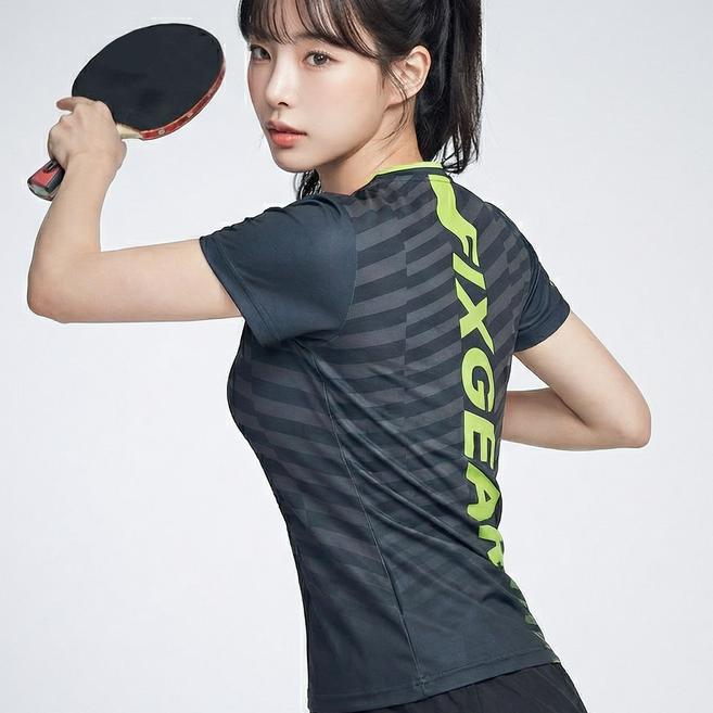 픽스기어 국내제작 여성 배드민턴복 탁구복 테니스복 기능성 반팔 티셔츠 흡한속건 단체복 브이넥 라운드넥 TSW-JH07G