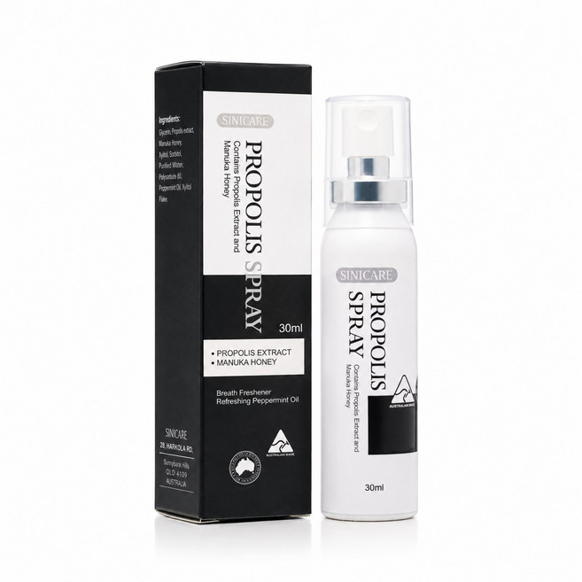 【澳洲 SINICARE 黑色蜂膠噴霧 】噴劑 麥盧卡 蜂膠 30ml, 1個, SINICARE黑色蜂膠噴霧30ML, 30L