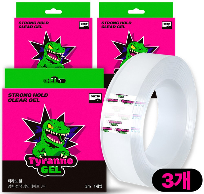 티라노겔 다용도 초강력 실리콘 양면 테이프 30mm x 3m 투명, 3개