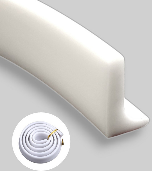 L자 물막이 실리콘 몰딩 물넘침 방지 베란다 욕실 난간 물받이, 화이트 2M, 1개