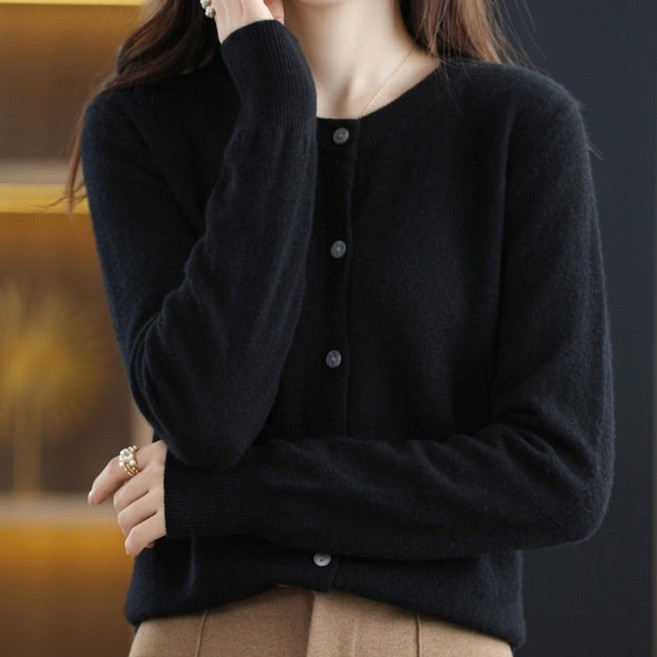 베르슈어 데일리 베이직 라운드 버튼 니트 가디건