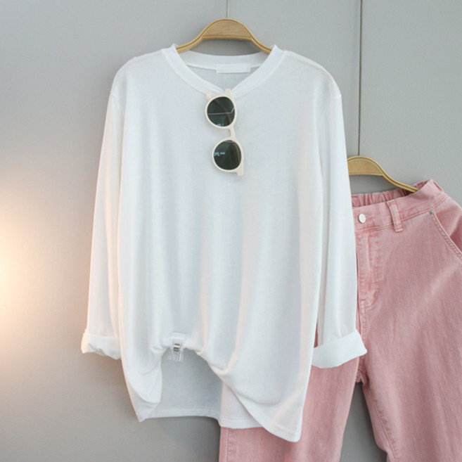 달콩 여성 SOFT라운드심플긴팔티 기본티 라운드넥 이너티