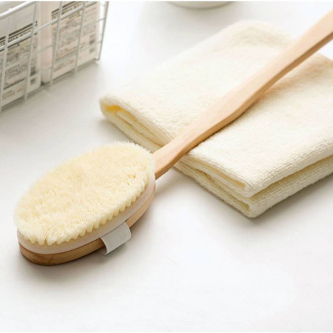 천연 돈모 타원형 바디브러쉬 샤워브러쉬 목욕솔, 1세트, 2개입, 천연돈모 타원형 바디브러쉬