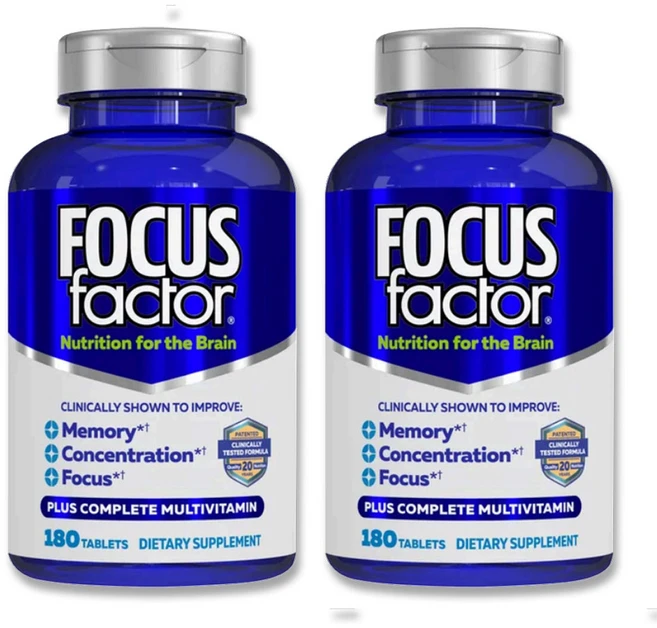 포커스팩터 Focus Factor 두뇌건강 집중력 향상, 2개, 180정 - 쿠팡