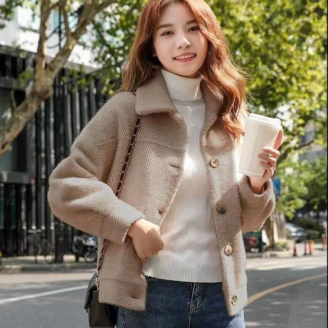 POMTOR 여성 가을 겨울 숏 모직 코트