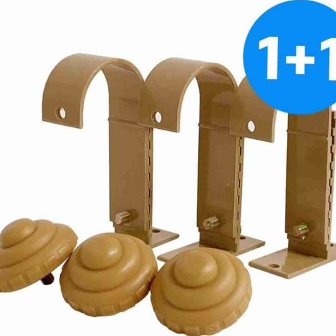 (1+1) 높이조절 브라운 커튼 막대 고정 2단 가정용창문