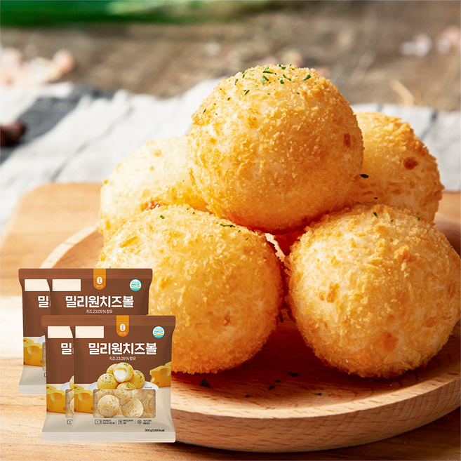 [밀리원] 바삭쫀득 모짜렐라 연유 치즈볼 300g, 4개