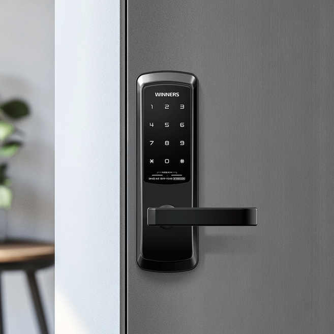 위너스 무타공 주키 비밀번호전용 핸들 디지털 번호키 도어락 현관문 손잡이 교체 W-MM500N, 고객직접설치