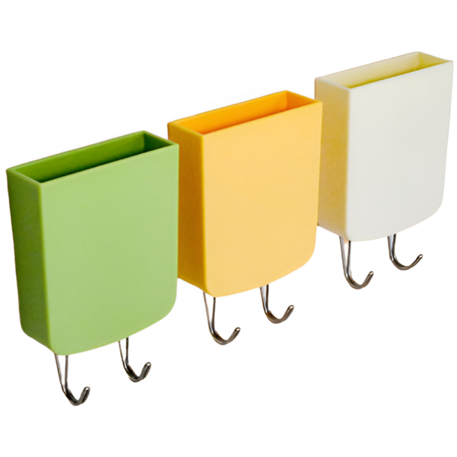 드라마벨류 현관문 냉장고 자석후크 수납함 1+1, 2개, 옐로우