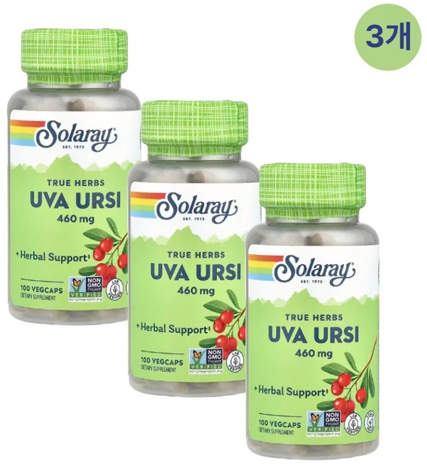솔라레이 우바우르시 True Herbs Uva Ursi 460mg 베지캡슐, 3개, 100정 - 쿠팡