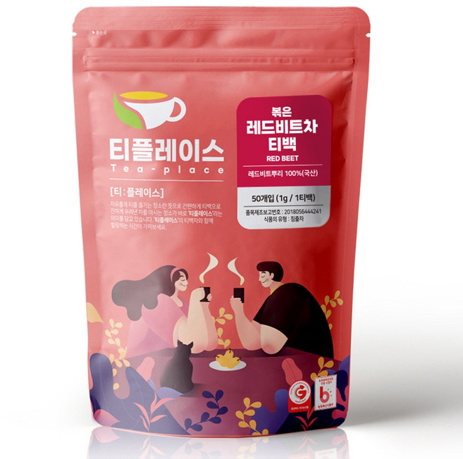 티플레이스 국산 100% 볶은 레드비트차 삼각티백 전통차 허브차, 1개, 50개입, 1g