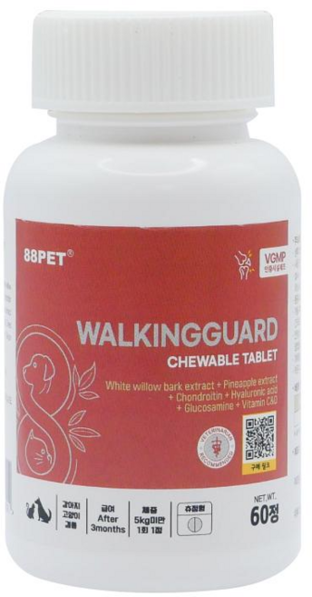 88펫 워킹가드 츄정 강아지 고양이 관절 슬개골 고관절 진통제 소염제, 60정, 뼈/관절강화, 1개