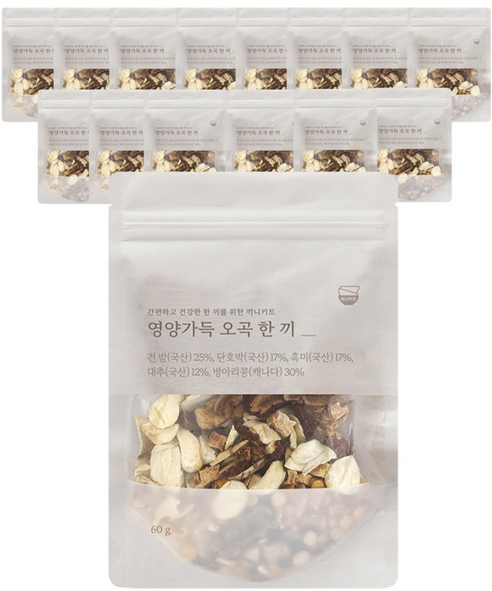 면역 채우는 자연담은 잇더밀 나물한끼 유채 취나물 곤드레 고사리 오곡 솥밥용 비빔밥용 나물 오곡 파우치 건강밥상 나물밥 건나물 인기나물, 15개, 영양오곡 한끼 60g