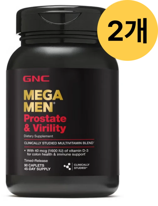 지엔씨 GNC 메가맨 전립선 및 활력 멀티 종합비타민 90캡슐, 2개, 45회분 - 쿠팡