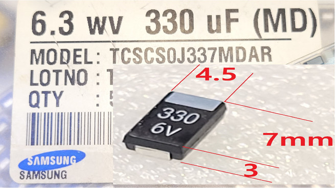 SAMSUNG TCSCS0J337MDAR 6.3V330uF 칩탄탈콘덴서