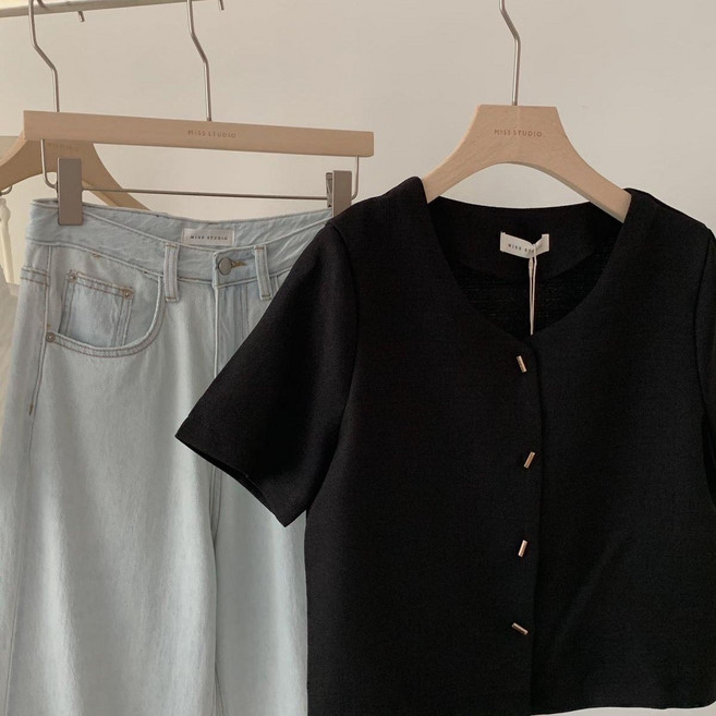 여성 반팔 트위드 자켓 고급 여자 슬림핏 반팔 정장 얇은 코트 캐주얼 단추 포인트 쇼트 자켓 LCC