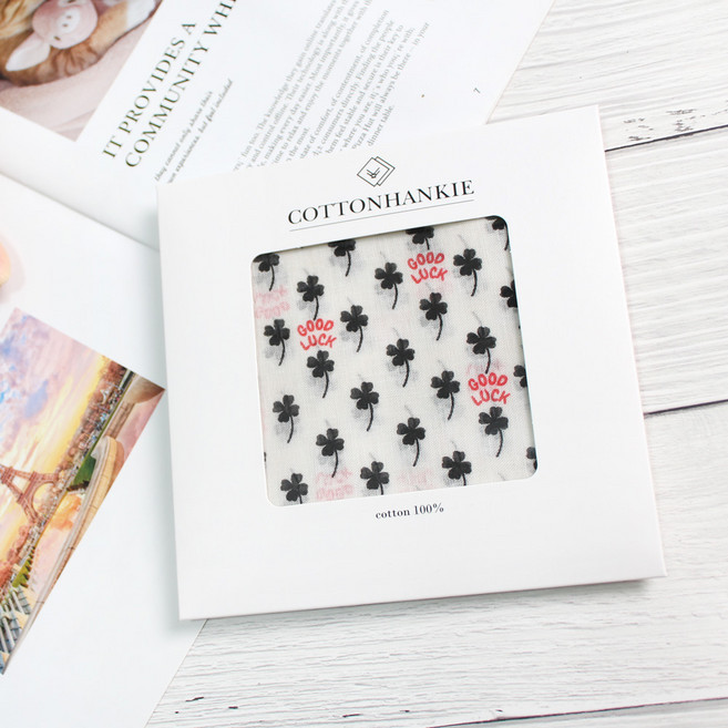 렌느 여성손수건 국산 아사 가제 면 미니 쁘띠스카프 목손수건 케이스포장 플라워 꽃무늬
