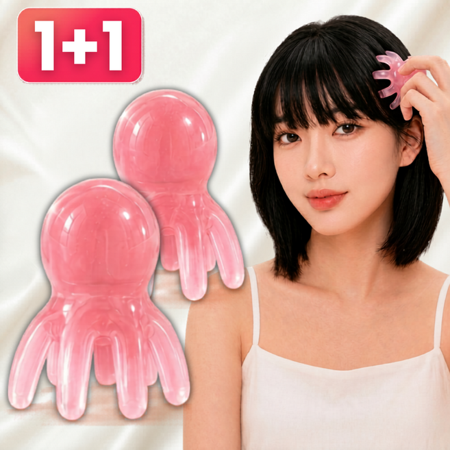 마레코 문어 괄사 미니 두피 마사지기, 핑크, 2개