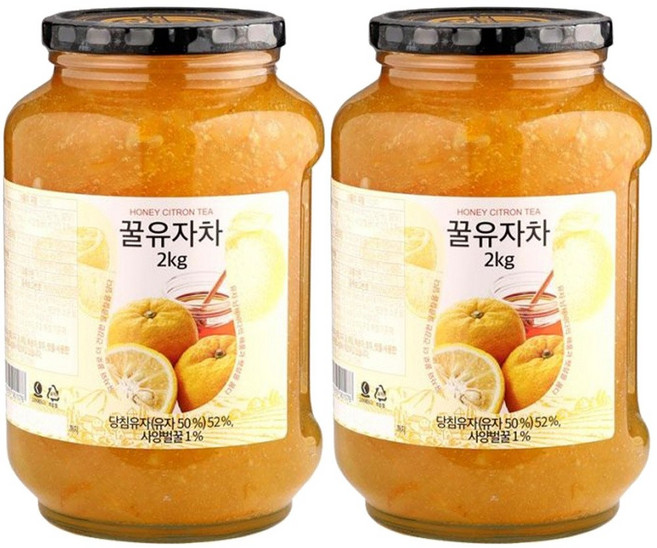 고려에프디 꿀유자차 4Kg(2kg x 2병), 2kg, 1, 2개