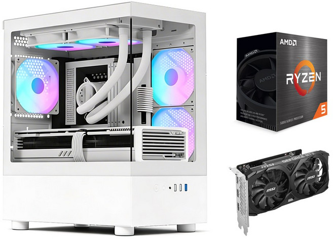 국대PC ALL신품 라이젠5 5500 16GB NVME512GB RTX3050 600W 화이트케이스 윈도우설치 문서프로그램 원클릭복구내장, 윈도우 11 프로, 512GB, 지포스 RTX 3050, Ryzen5-5500