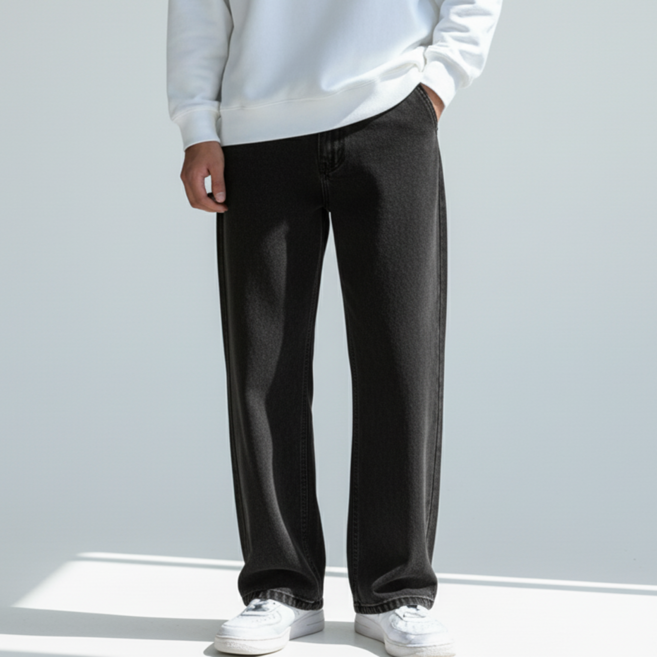 언더프 남자 세미 와이드 밴딩 청바지