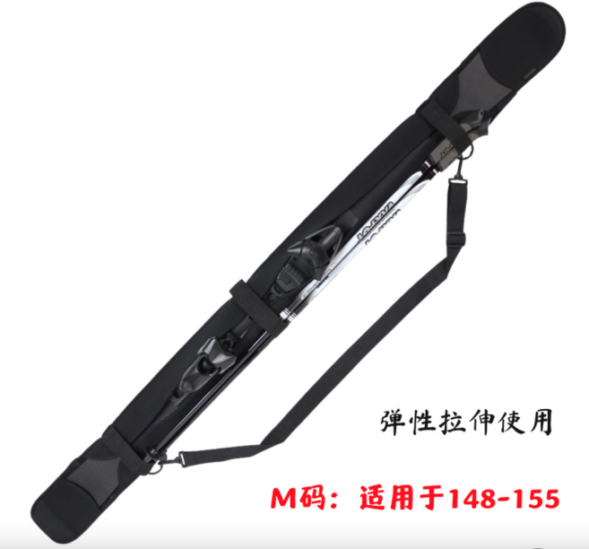 彈性伸縮滑雪杖收納袋 可調節肩帶 耐磨材質 輕巧便攜, 黑色M, 1套