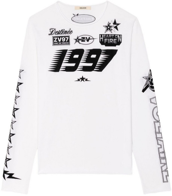 쟈딕앤볼테르 멀티 크로스 플록 티모 긴소매 티셔츠