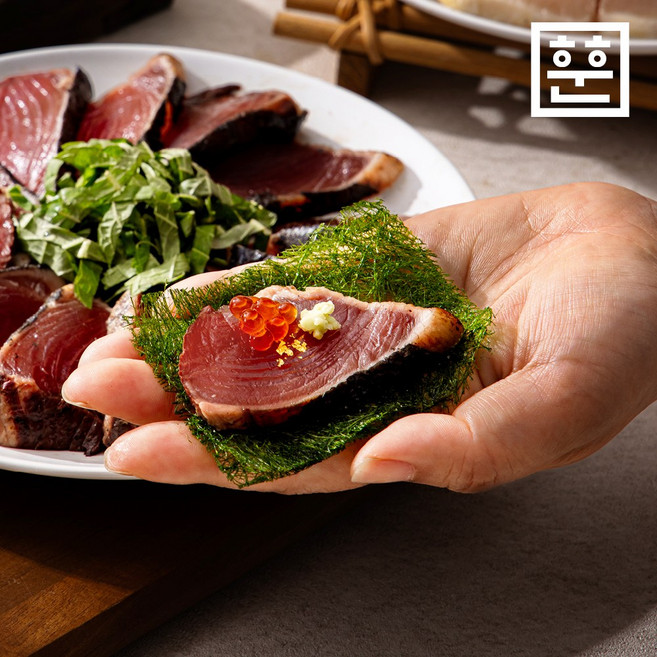 훈훈수산 이자카야 타다끼 삼치 한치 연어 손질 구운 순살 초밥 다다끼, 4개, 한치 타다끼 100g 이상(와사비1+간장1)