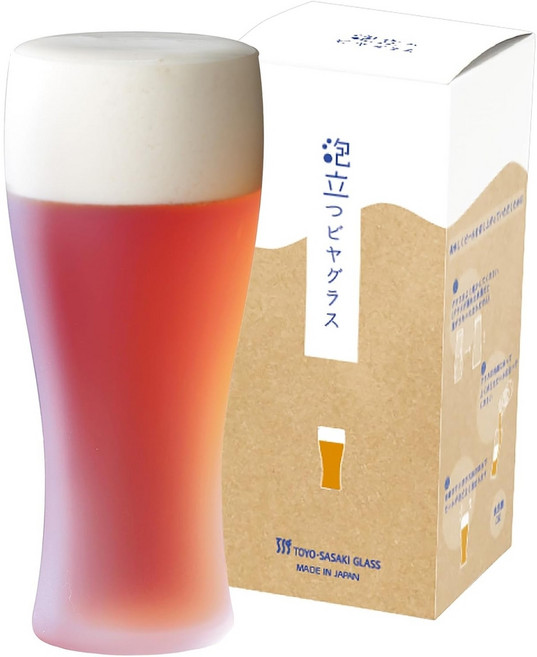 일본 토요사사키 맥주잔 아와다치 거품 텀블러 유리컵 식기세척기 가능 360ml, 1개