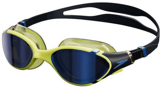 Speedo 유니 성인용 수영 고글 바이오퓨즈 2.0 149664, Black Hyper/Sapphire Mirrored, 1개