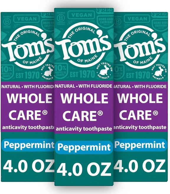 Tom's of Maine 톰스 무불소 치약 3개 성분좋은 치약 페퍼민트 브라이트 치약 개당 113g - 쿠팡