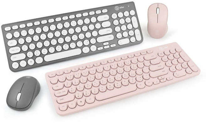 YoYo 3C KM09 復古圓點 2.4G 無線鍵盤滑鼠組, 灰色