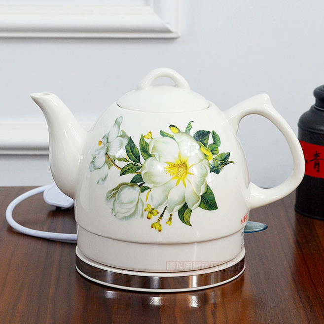 심플 도자기전기포트 미니멀 커피 컬러 2L 세라믹 유럽식 스프링 살사 1 다기 티팟, 1L신상 유리