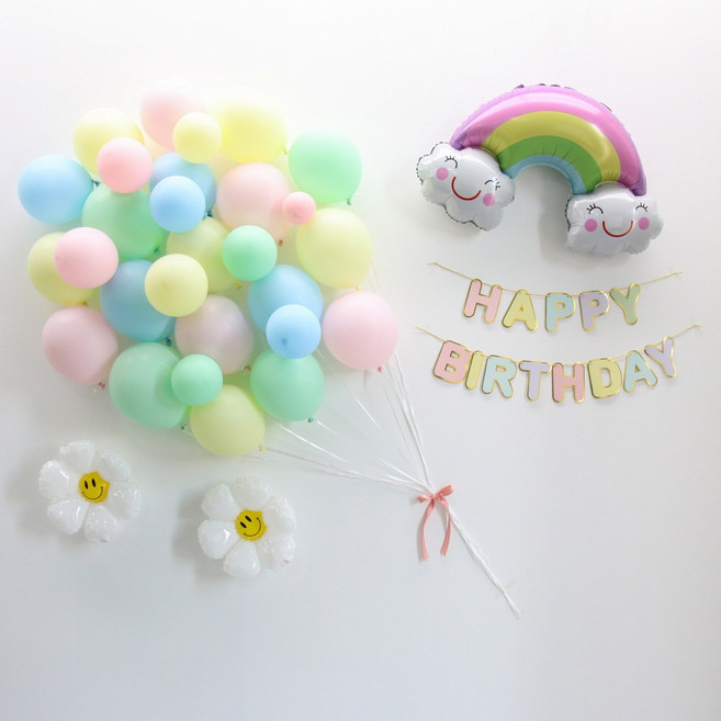 이벤트홀릭 열기구 풍선 생일파티용품세트 포토존 어린이날 장식, 1개, 4.파스텔(생일)