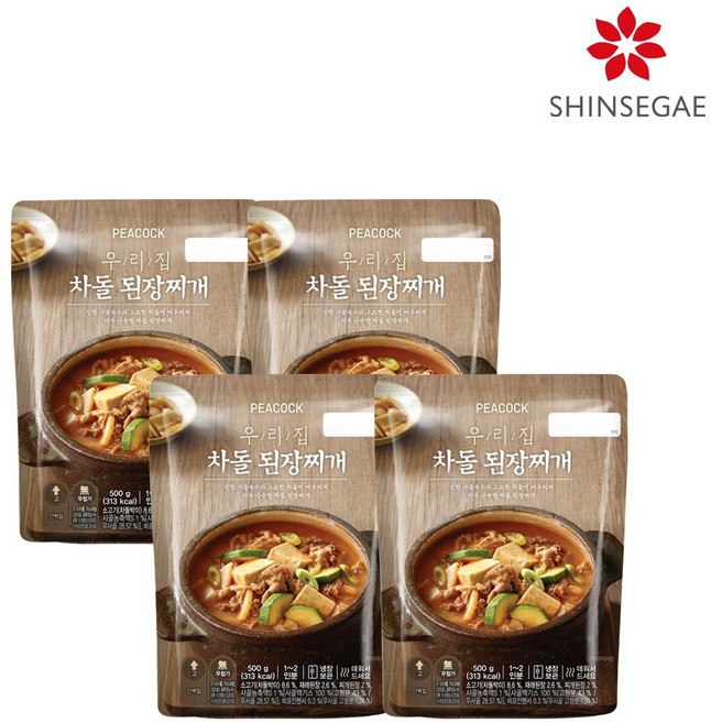 [피코크] 우리집 차돌된장찌개 500g x 4팩, 4개