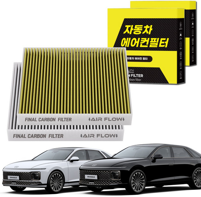 1+1 자동차 에어컨필터 그린 활성탄 냄새차단 순정형 PM, 2개, 디올뉴 그랜저 GN7 [FCA-17]