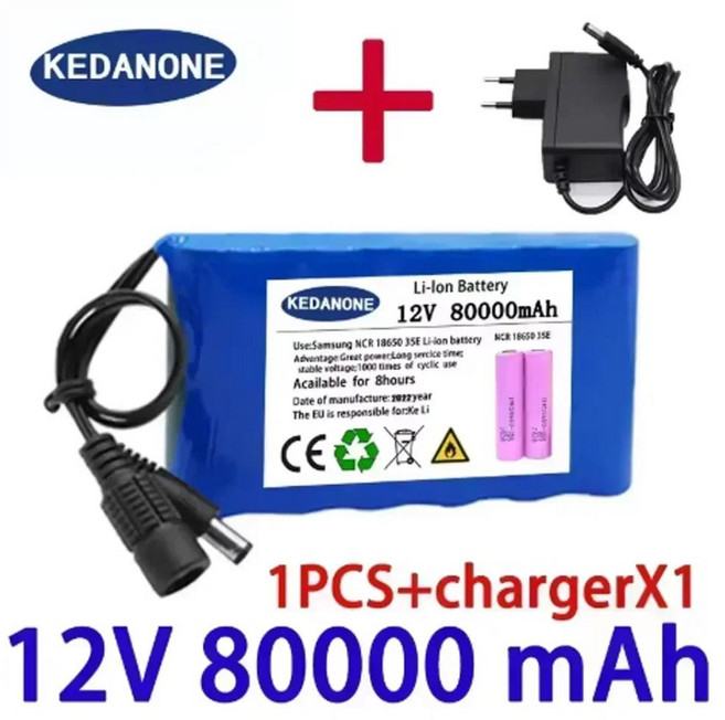 새로운 휴대용 슈퍼 12V 8000mah 배터리 충전식 리튬 이온 배터리 팩 용량 DC 12.6v 30Ah CCTV 카메라 모니터, 1개