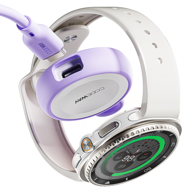 코드웨이 c타입 삼성 갤럭시워치 무선충전기 케이블 1.2m, 퍼플, 1개