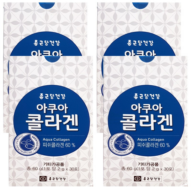 종근당건강 저분자 피쉬 콜라겐 아쿠아 콜라겐 펩타이드 어류생선 스틱 분말 생선콜라겐 레몬분말 120포, 60g, 4개