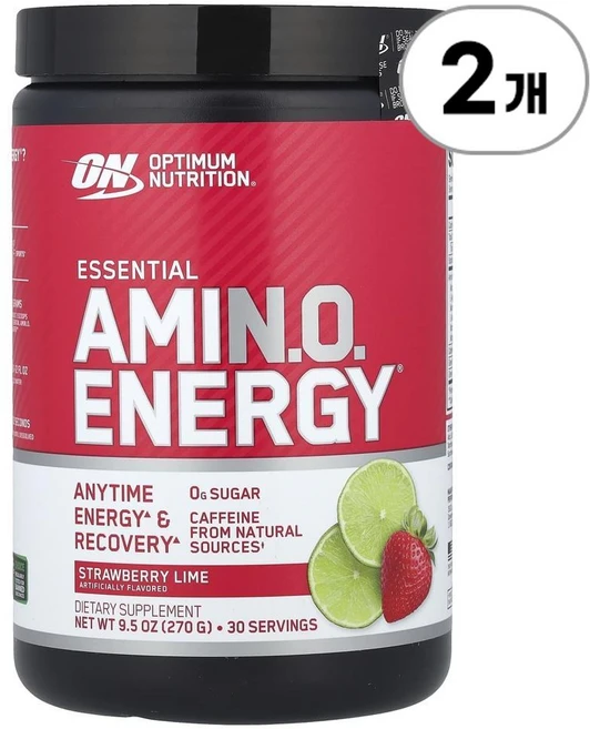 옵티멈 뉴트리션 에센셜 아미노 에너지 딸기 라임 Optimum Nutrition Essential Amin.O. Energy® Strawberry Lime 270g, 2개 - 쿠팡