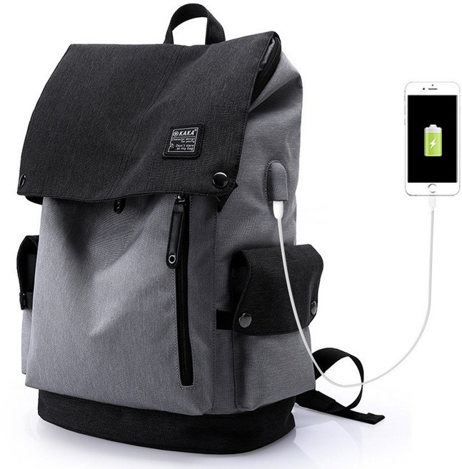 OXYIZU 防盜防水後背包 筆電後背包 17吋電腦包, 黑灰色