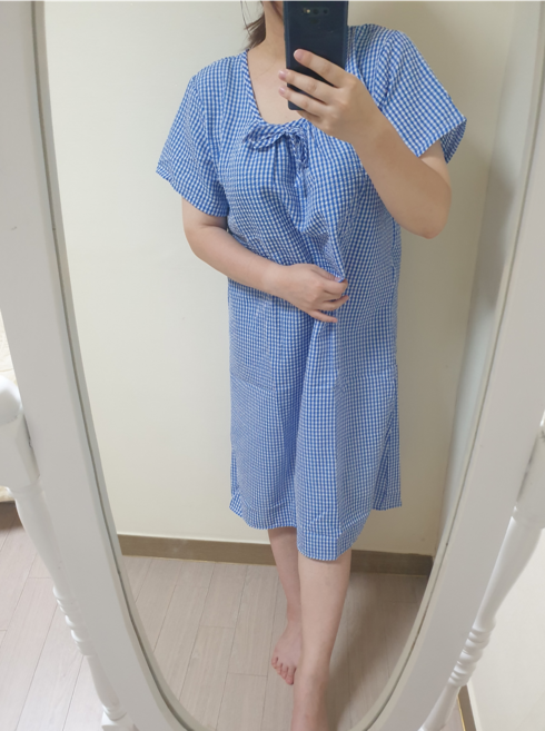 지지미 원피스 파자마 시원한 잠옷 여성용 여름 반팔 귀여운 임산부 빅사이즈 여자 홈웨어(1+1)