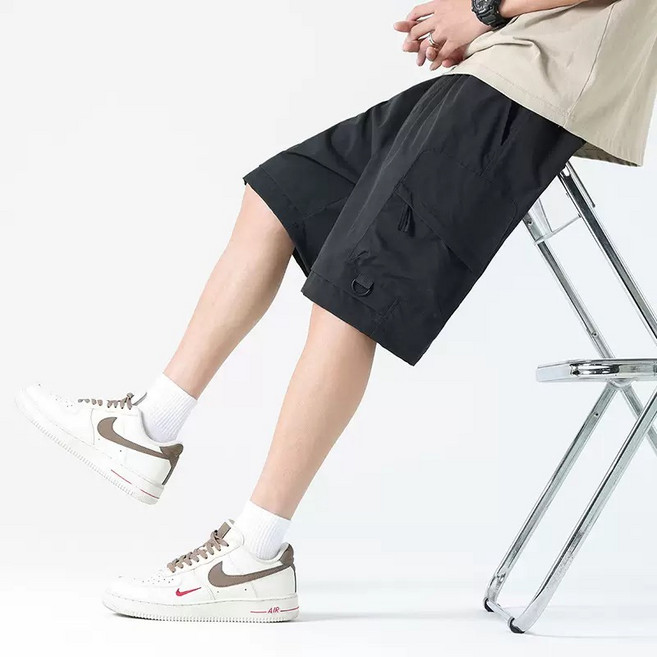 YIMIN 여름용남성밴딩 카고 반바지 캐주얼 시원한 반바지