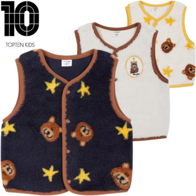 [매장발송] 탑텐키즈 유아공용 플리스베스트 후리스 뽀글이 동절기 겨울 따뜻한 베이비 아동 조끼