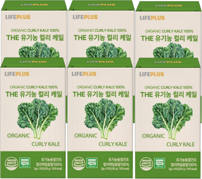 유기농 케일 분말 스틱 100% 폴란드산 컬리케일 무첨가 동결건조 곱슬케일 라이프플러스, 6개, 30g