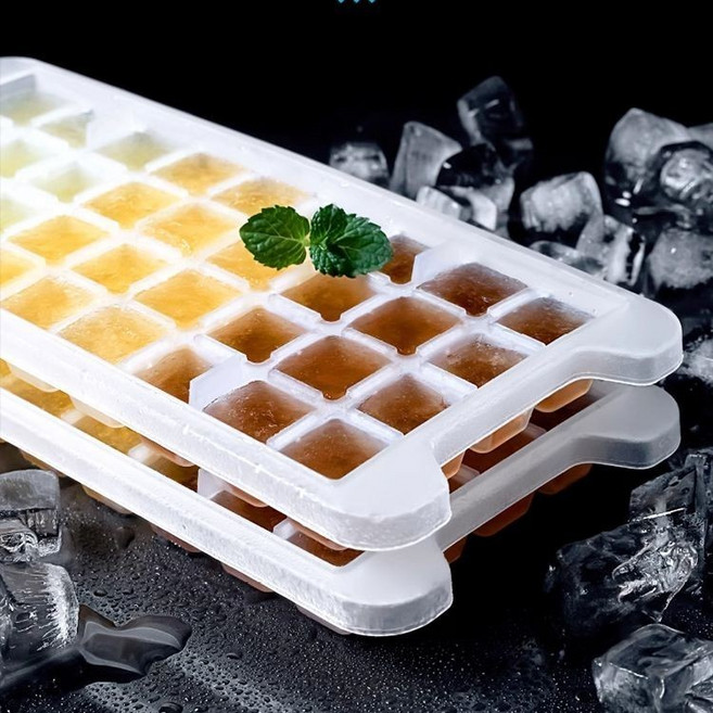 家用製冰神器 帶蓋冰塊模具 方形格子儲冰套裝, 1個, 54格格子【無儲冰盒無冰剷】