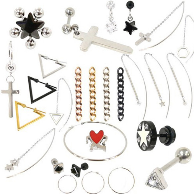 시크릿엠 국산 써지컬스틸 알러지 없는 피어싱모음 링피어싱 남녀공용피어싱세트