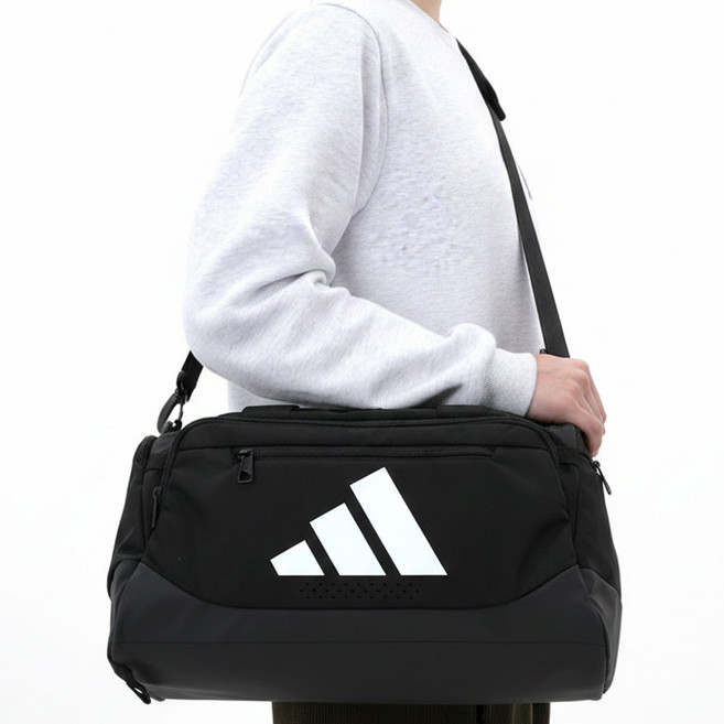아디다스 남녀공용 미니 더플 백 피트니스 요가가방 필라테스 크로스백 스포츠 축구가방 여행 보스턴백 19L, 1개, 블랙