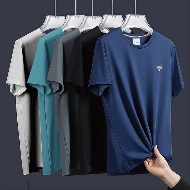 冰絲涼感透氣網眼短袖 男上衣 排汗衫 圓領 運動衣 短袖T恤 速乾 素T